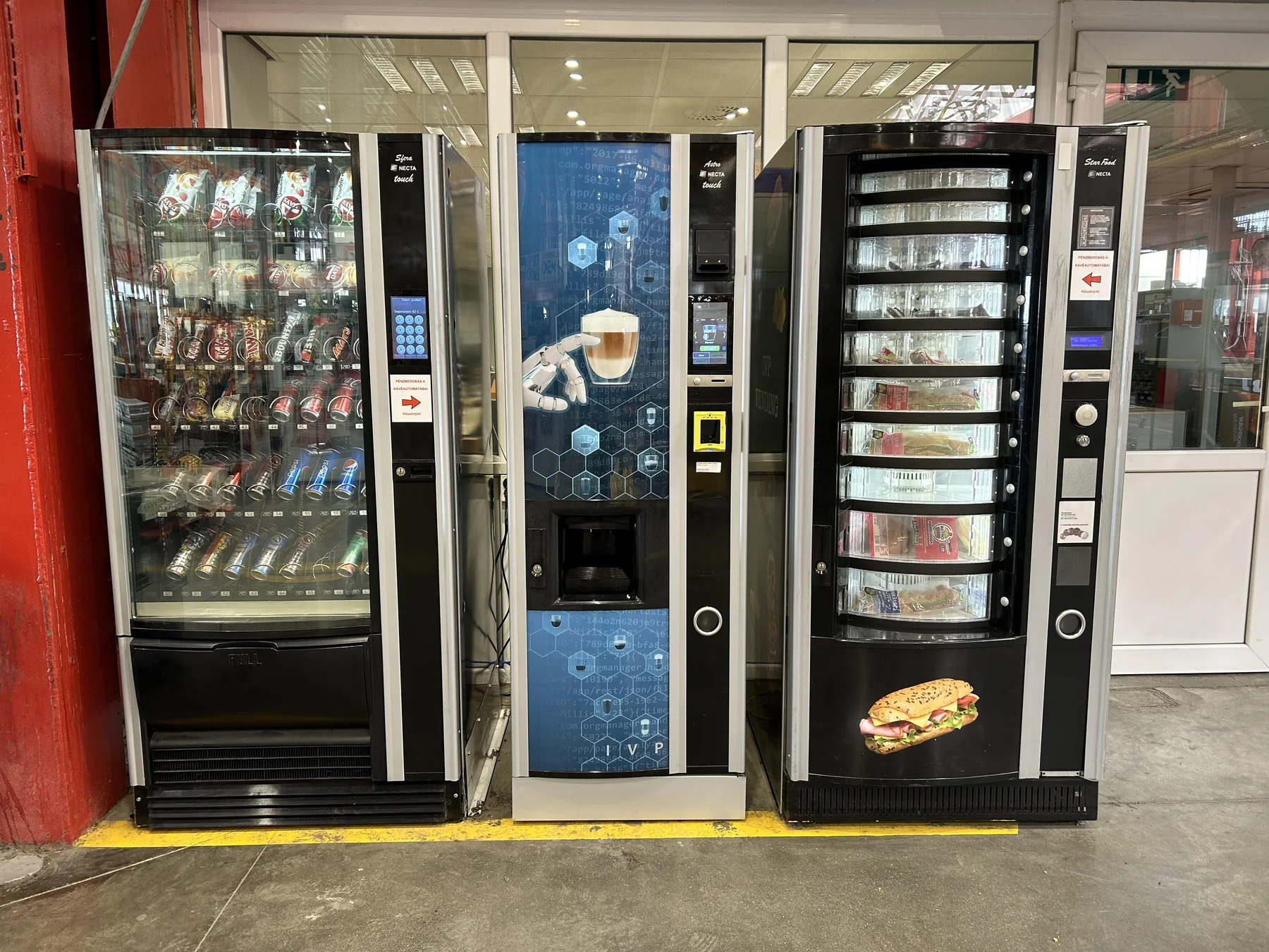 Industrial vending line with three machines