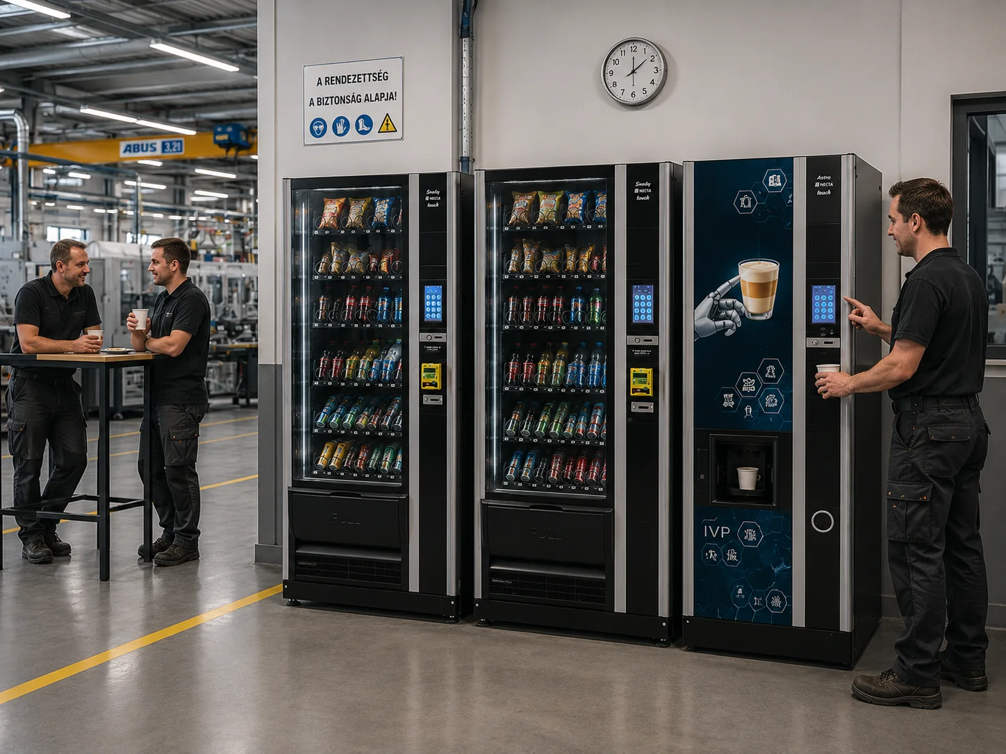 Industrial vending line made up of multiple machines
